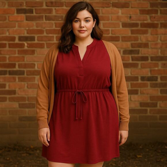 Sandra Darren Dresses & Skirts - Sandra Darren Burgundy Shirt Dress Sz 14 New Preppy Fall Minimalist Office Chic